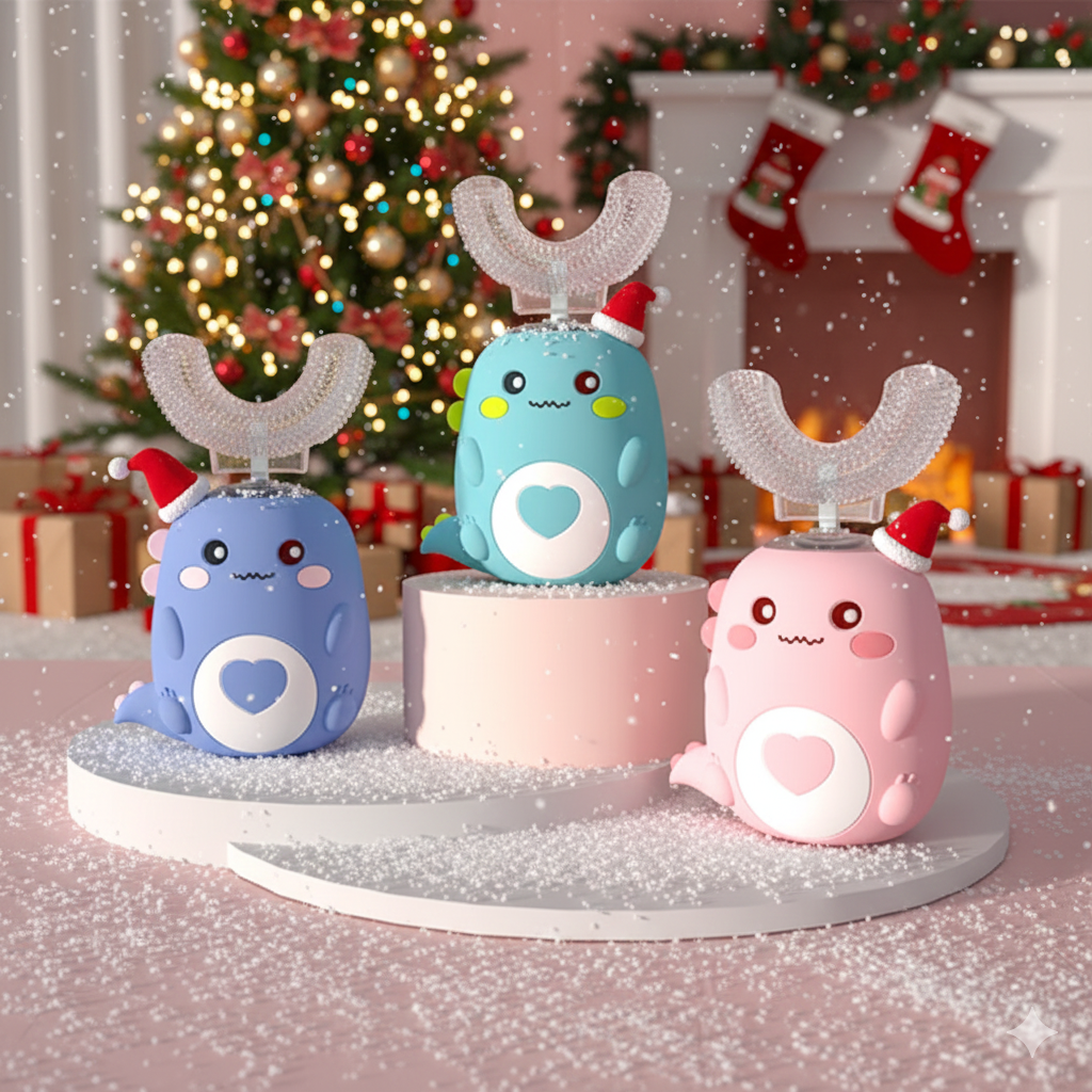 Cepillo de dientes en forma de U- Cepillado sencillo, rápido y sin agobios para los peques