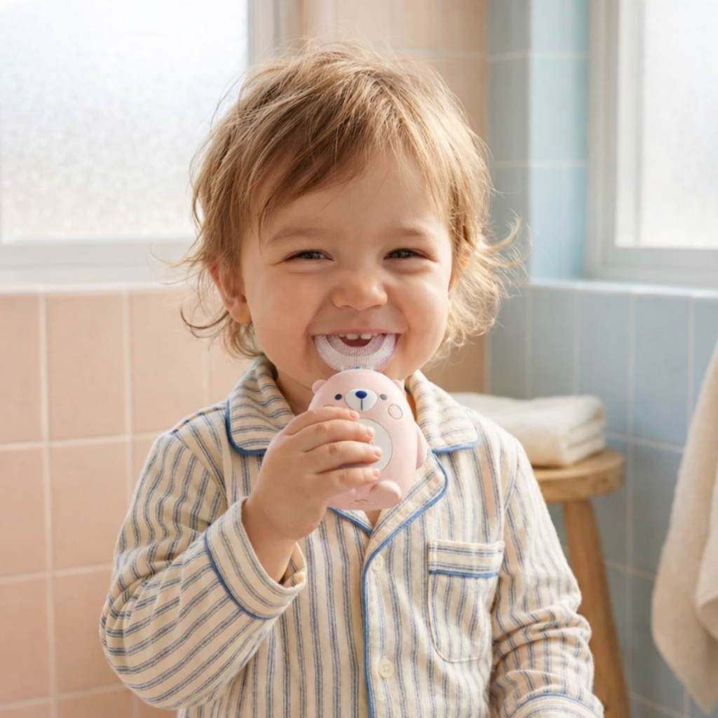 Cepillo de dientes en forma de U- Cepillado sencillo, rápido y sin agobios para los peques
