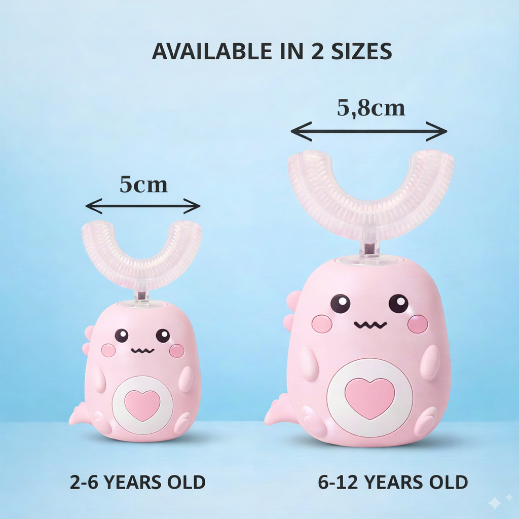 Cepillo de dientes en forma de U- Cepillado sencillo, rápido y sin agobios para los peques