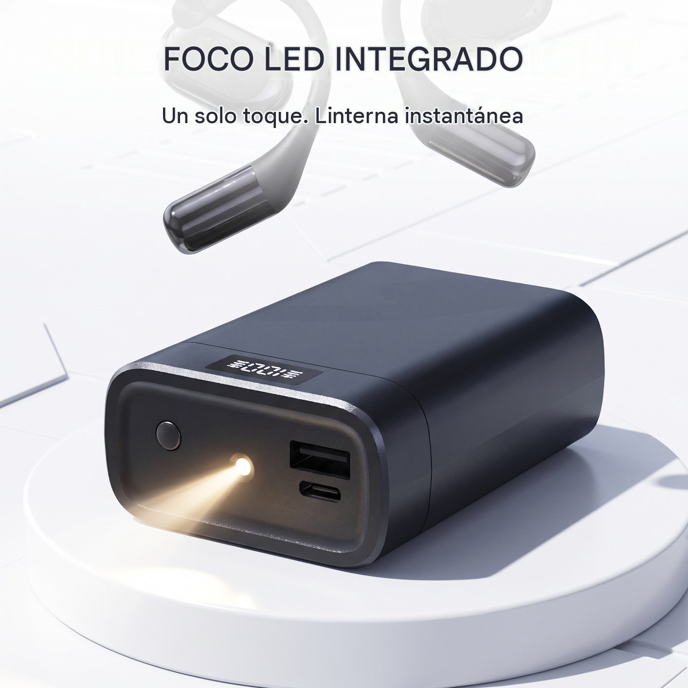 OpenAir 3 en 1: auriculares, batería externa y luz LED