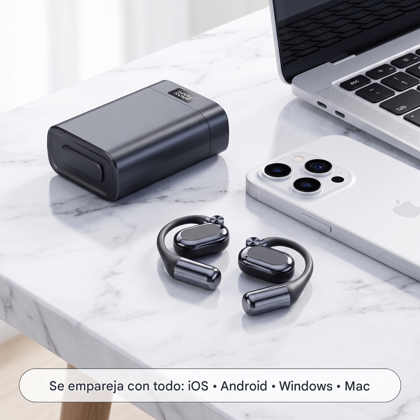 OpenAir 3 en 1: auriculares, batería externa y luz LED