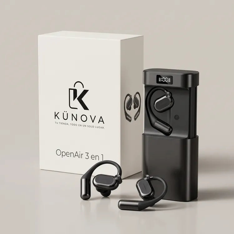 La caja de Künova con los auriculares y el estuche
